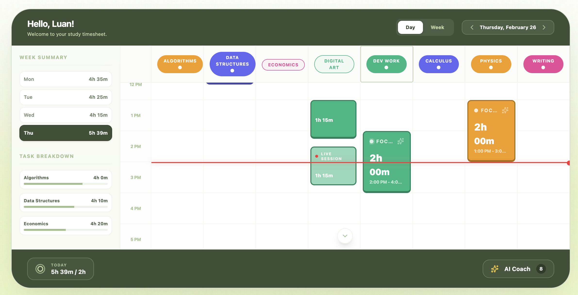 StudySheet Dashboard